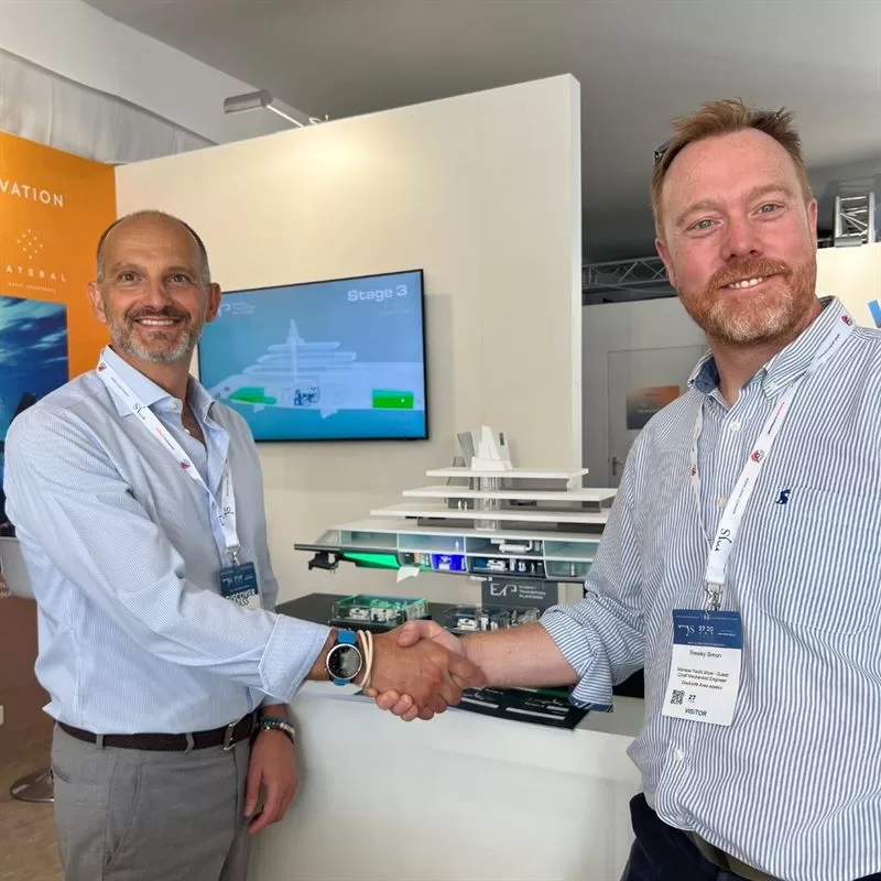 Daniele Bottino, ABS manager, business development, yacht sector lead, with Simon Brealey, chief mechanical engineer at Lateral Naval Architects
