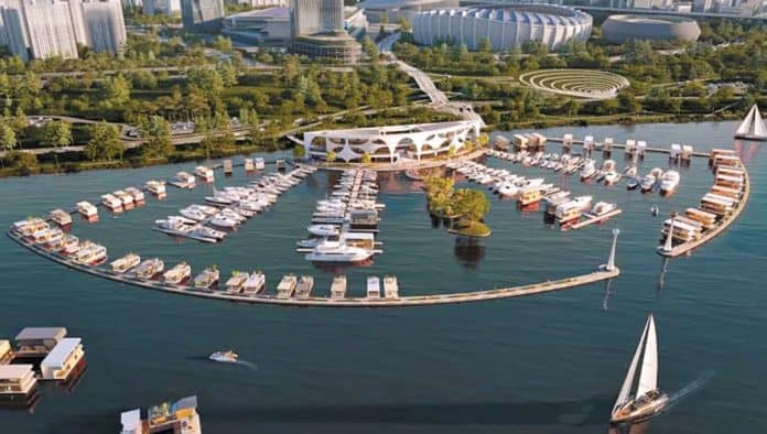 The new Jamsil Marina will be able to accommodate 220 vessels. Photo courtesy Seoul Metropolitan Government