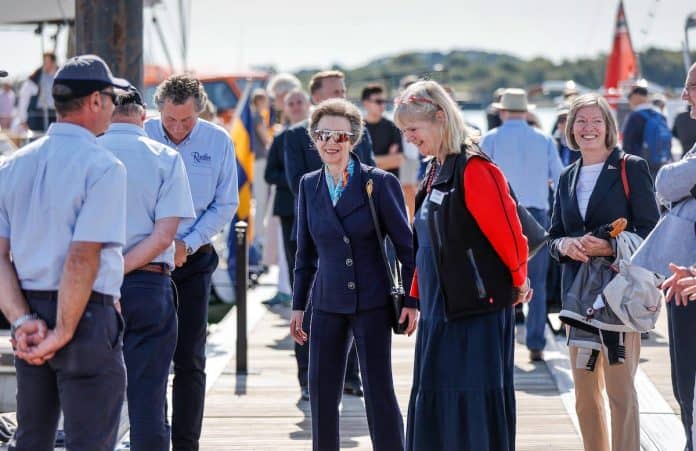 Princess Anne visited the show and walked the pontoons